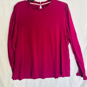 Boden Women Ruffle Full SleevesSupersoft Frill Detail Top Sz 20/22 Deep Wisteria